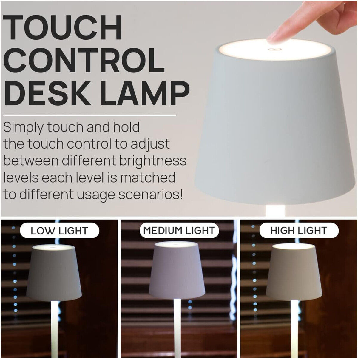 Rechargeable Cordless Metal Table Desk Lamp