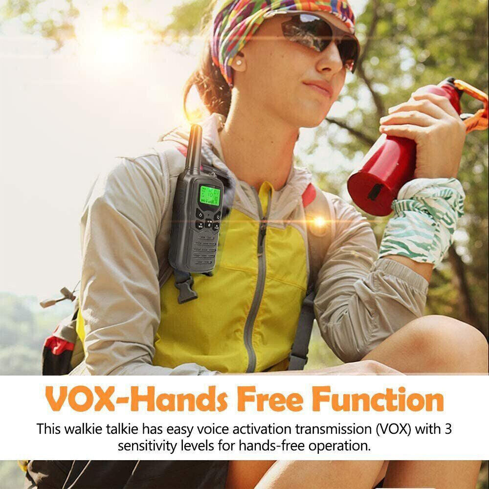 2Pcs Walkie Talkies – Long Range 8km UHF Walky Talky with LCD, LED Flashlight & VOX Hands-Free