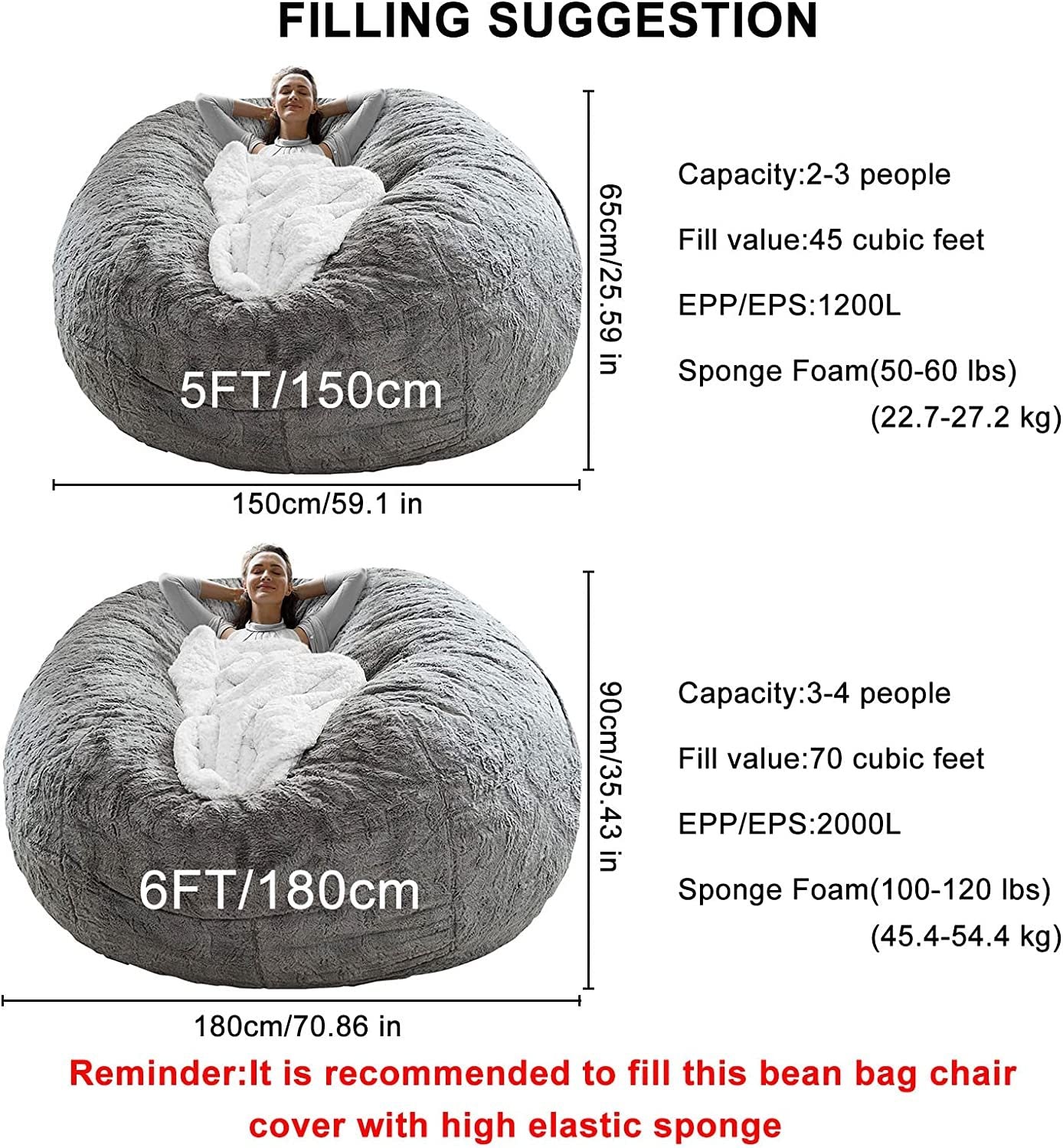 Soft Fluffy Bean Bag Chair Cover – Cozy & Stylish Lounge Seating