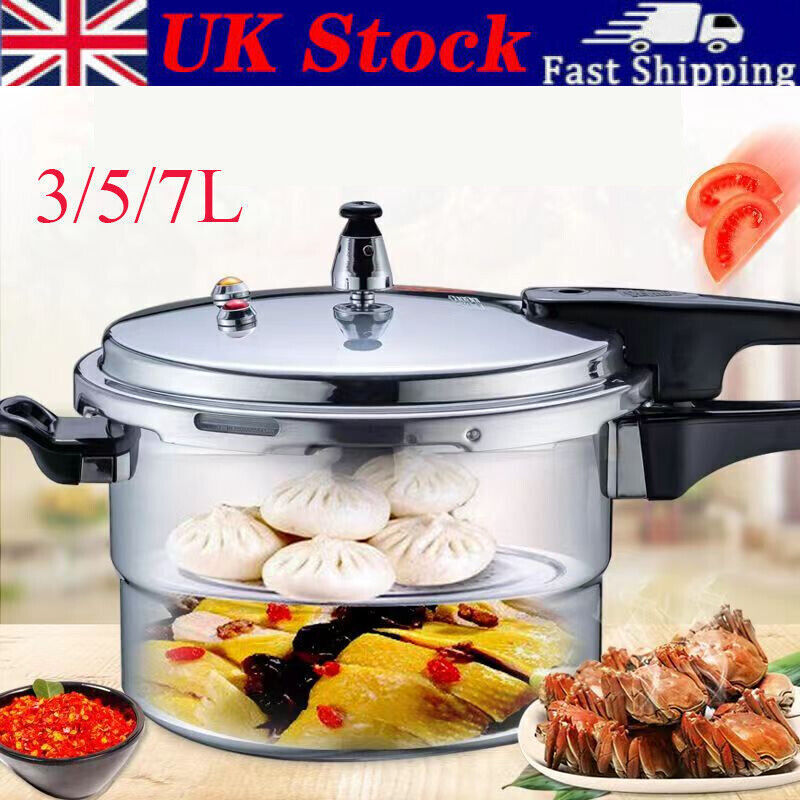 5L 7L Aluminium Pressure Cooker Quick With Lid Latch Indicator Explosion-Proof