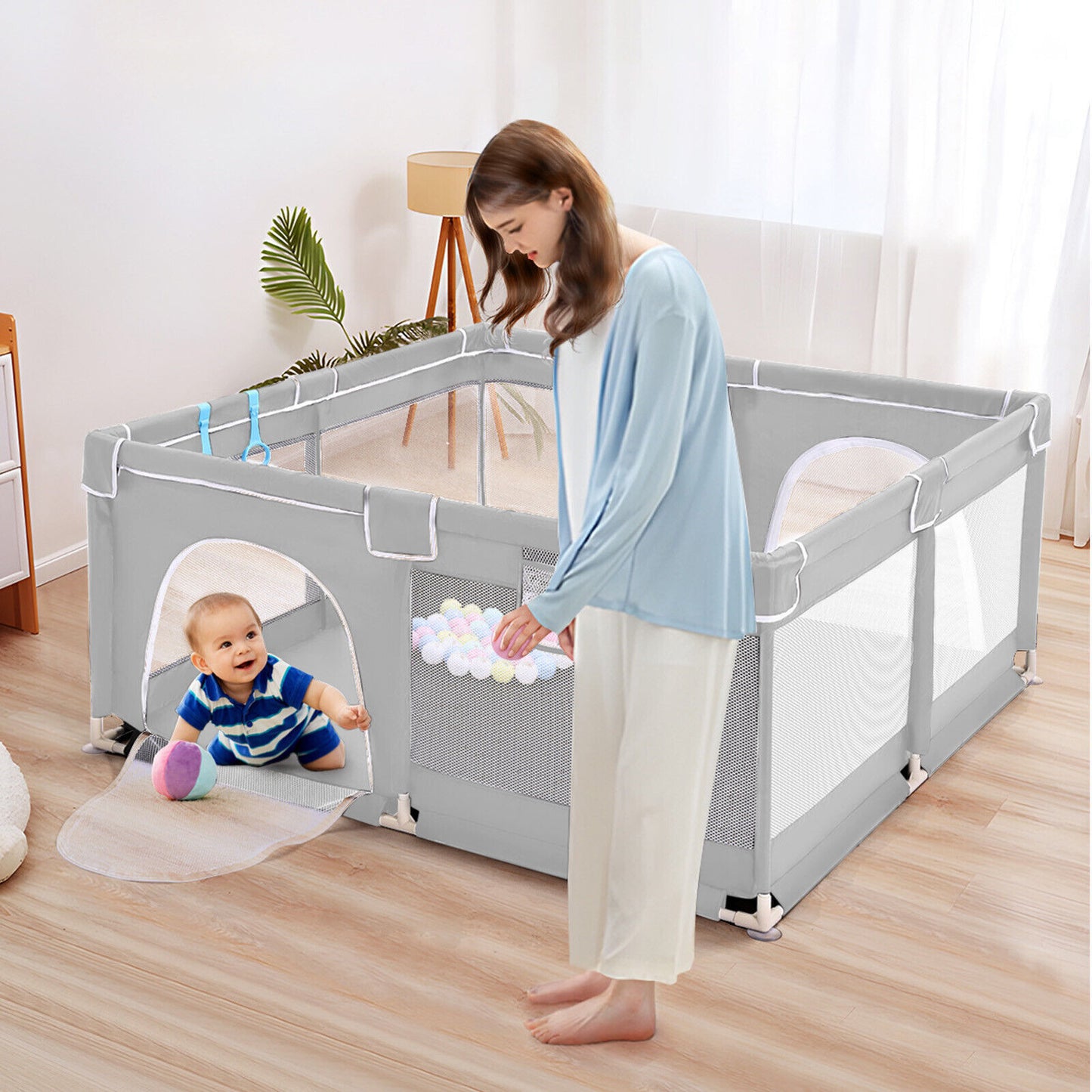 Baby Playpen with Mat – Safe & Spacious Indoor/Outdoor Play Fence for Babies & Toddlers