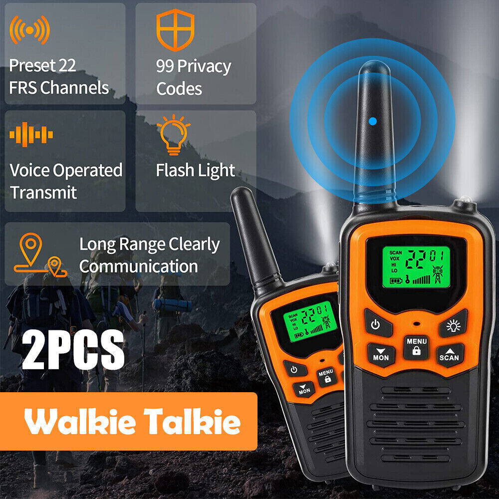 2Pcs Walkie Talkies – Long Range 8km UHF Walky Talky with LCD, LED Flashlight & VOX Hands-Free