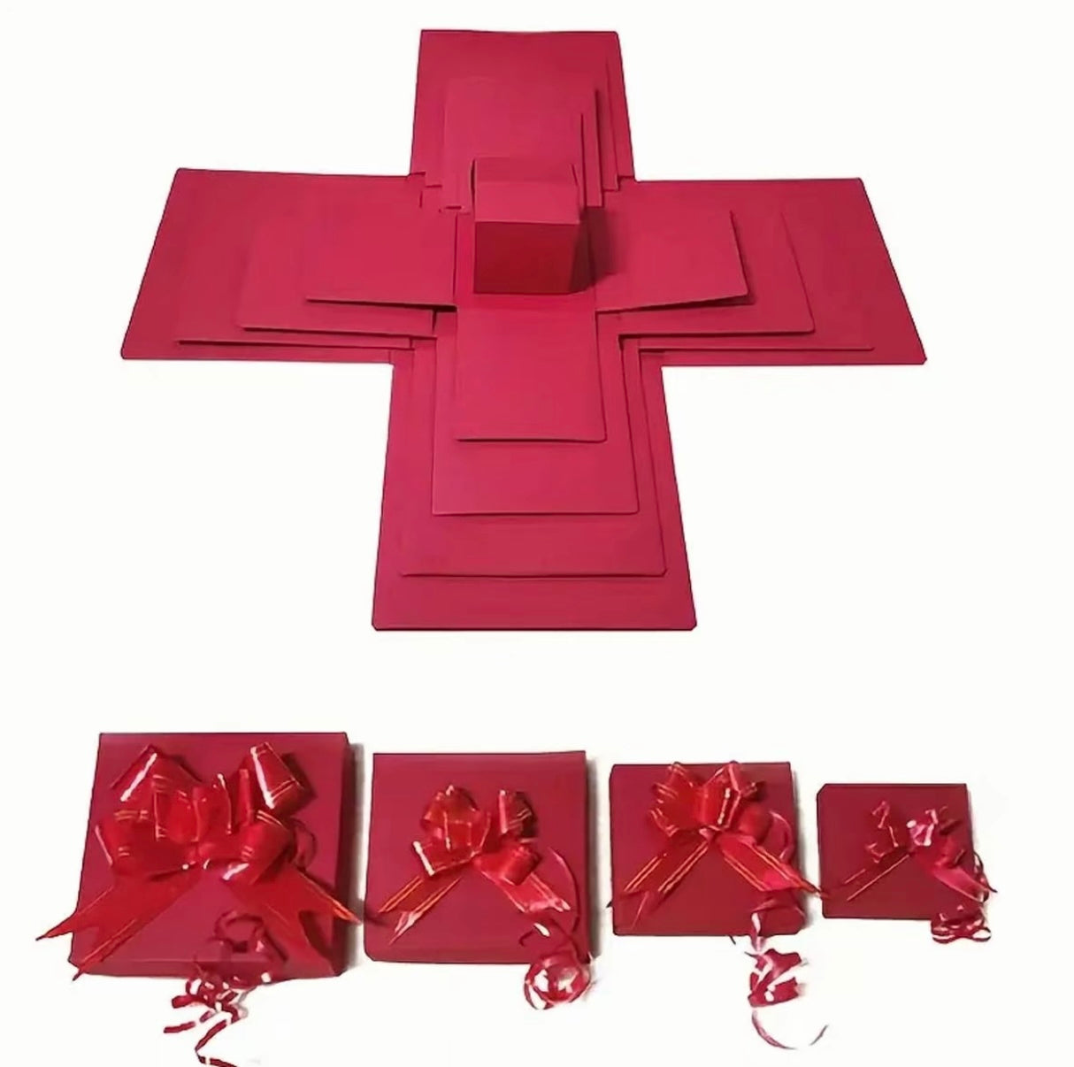 5-Story Surprise Explosion Gift Box with Ribbon, Multi-Pocket Snack & Candy Storage, Perfect for Birthdays, Festivals, Holidays