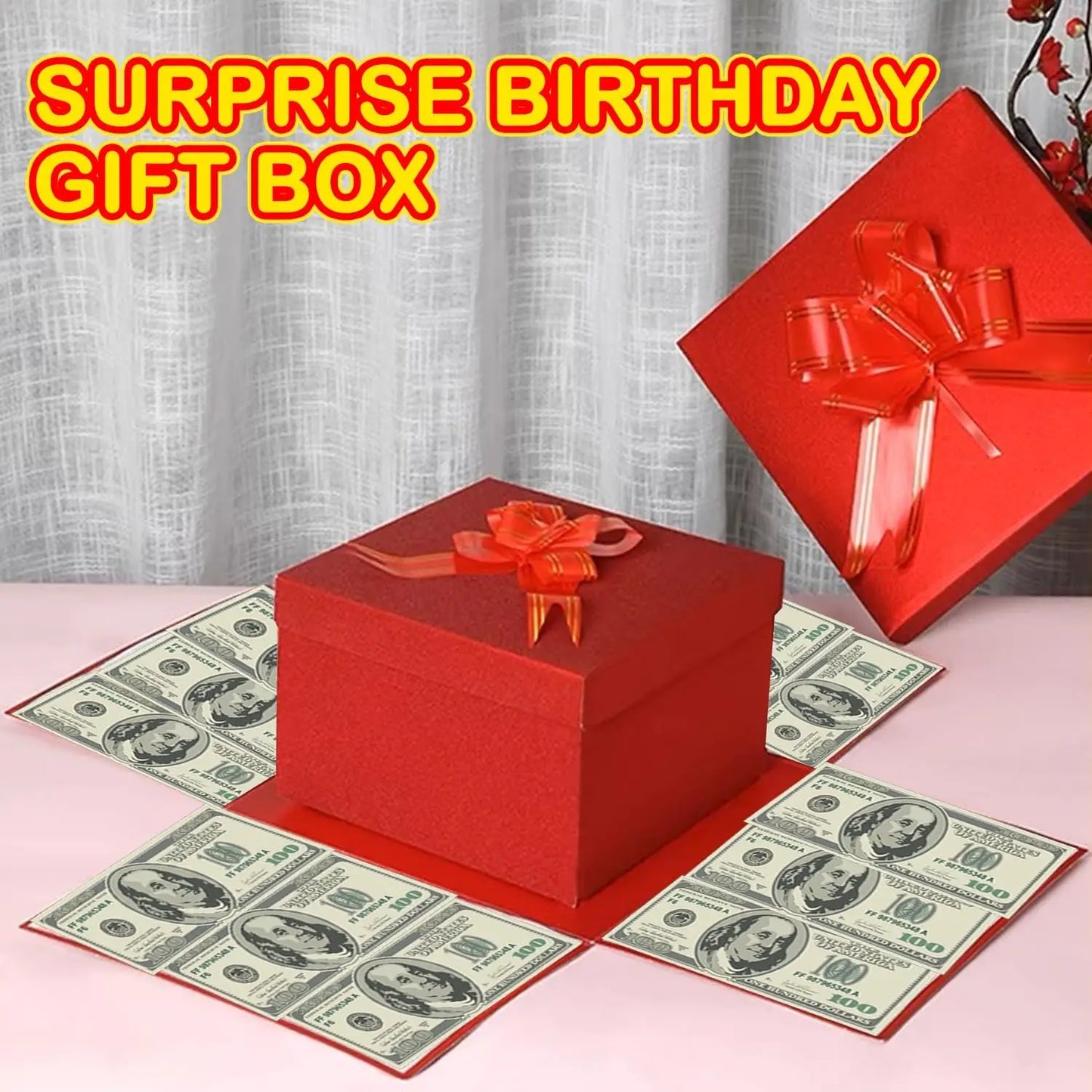 5-Story Surprise Explosion Gift Box with Ribbon, Multi-Pocket Snack & Candy Storage, Perfect for Birthdays, Festivals, Holidays