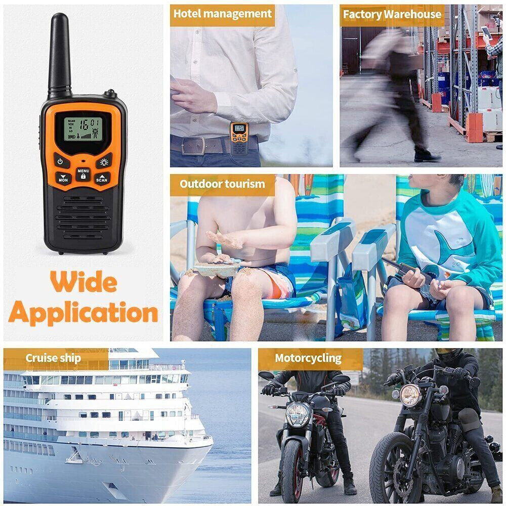2Pcs Walkie Talkies – Long Range 8km UHF Walky Talky with LCD, LED Flashlight & VOX Hands-Free