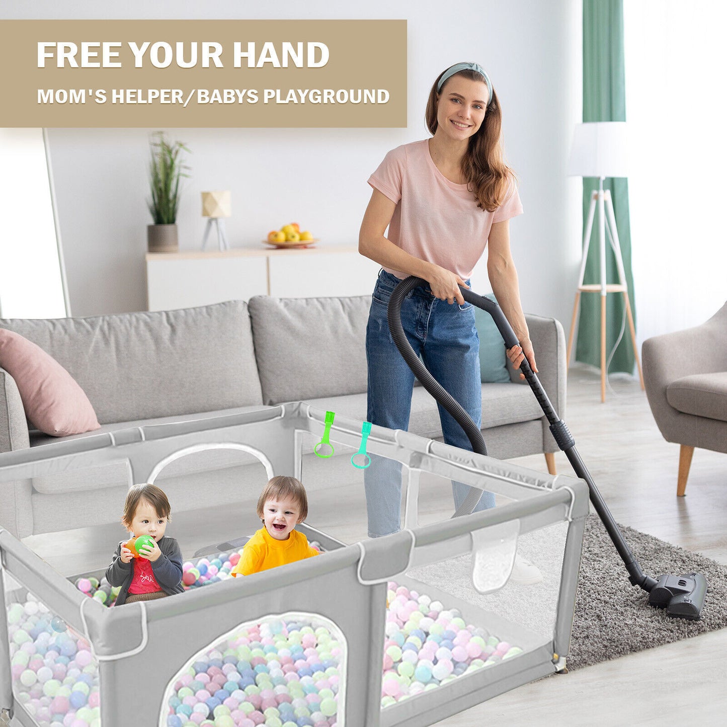 Baby Playpen with Mat – Safe & Spacious Indoor/Outdoor Play Fence for Babies & Toddlers