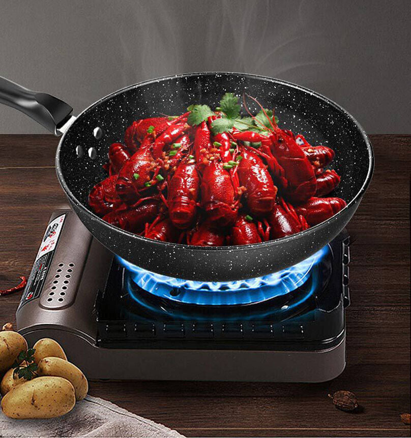 30CM Non-Stick Frying Pan Skillet Saute Pan Tempered Glass Lid Granite Coating
