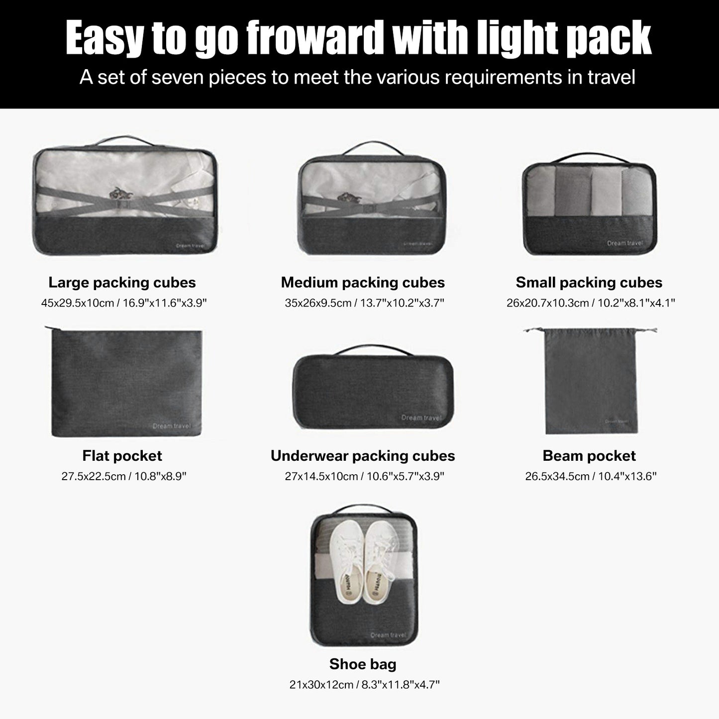 7pcs Packing Cubes