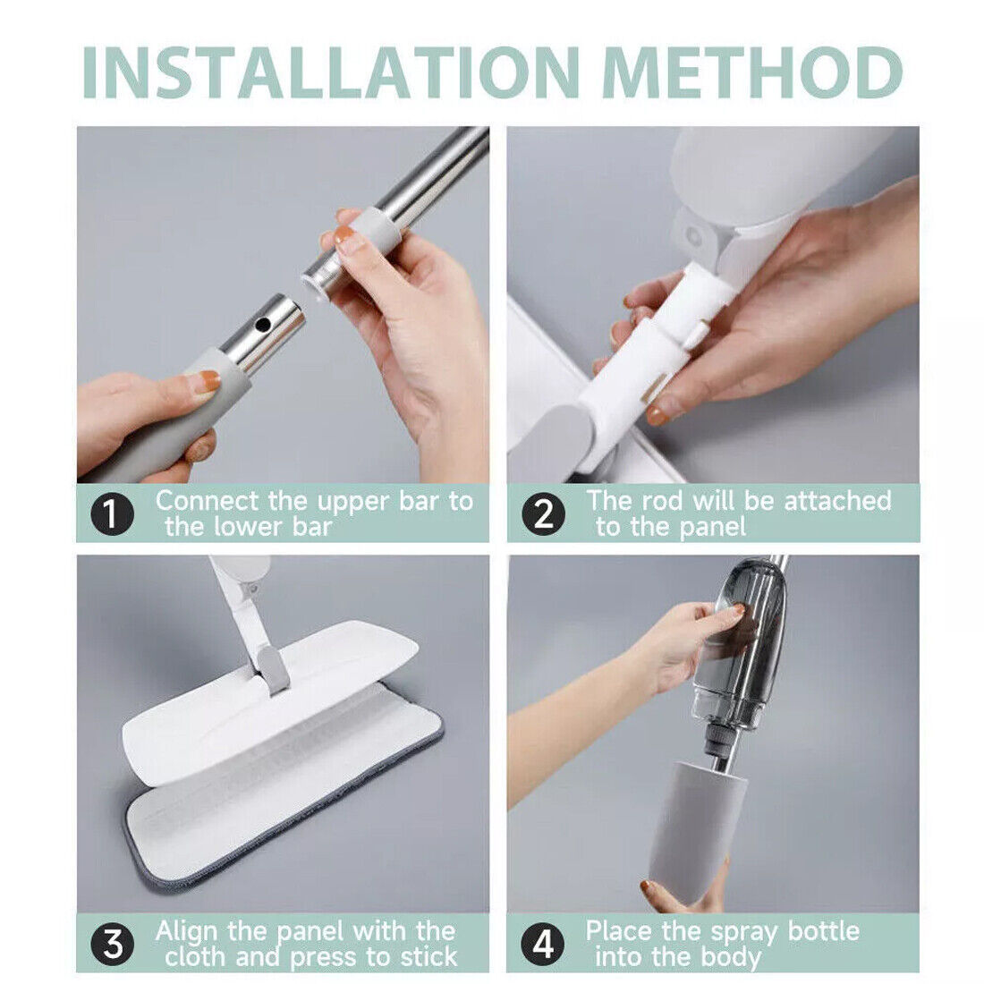 Spray Mop for Floor Cleaning – 5 Reusable Microfiber Pads & Water Tank