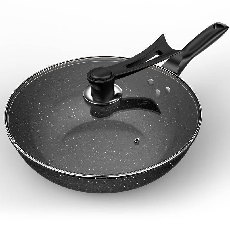 30CM Non-Stick Frying Pan Skillet Saute Pan Tempered Glass Lid Granite Coating