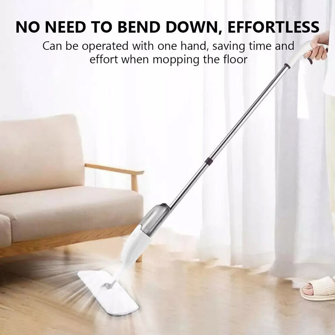 Spray Mop for Floor Cleaning – 5 Reusable Microfiber Pads & Water Tank