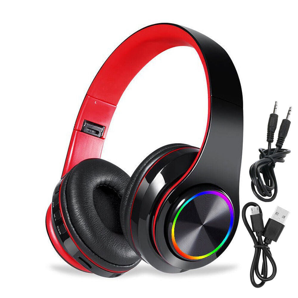 Wireless Bluetooth Headphones – Over-Ear Noise Cancelling Headset with LED Lights