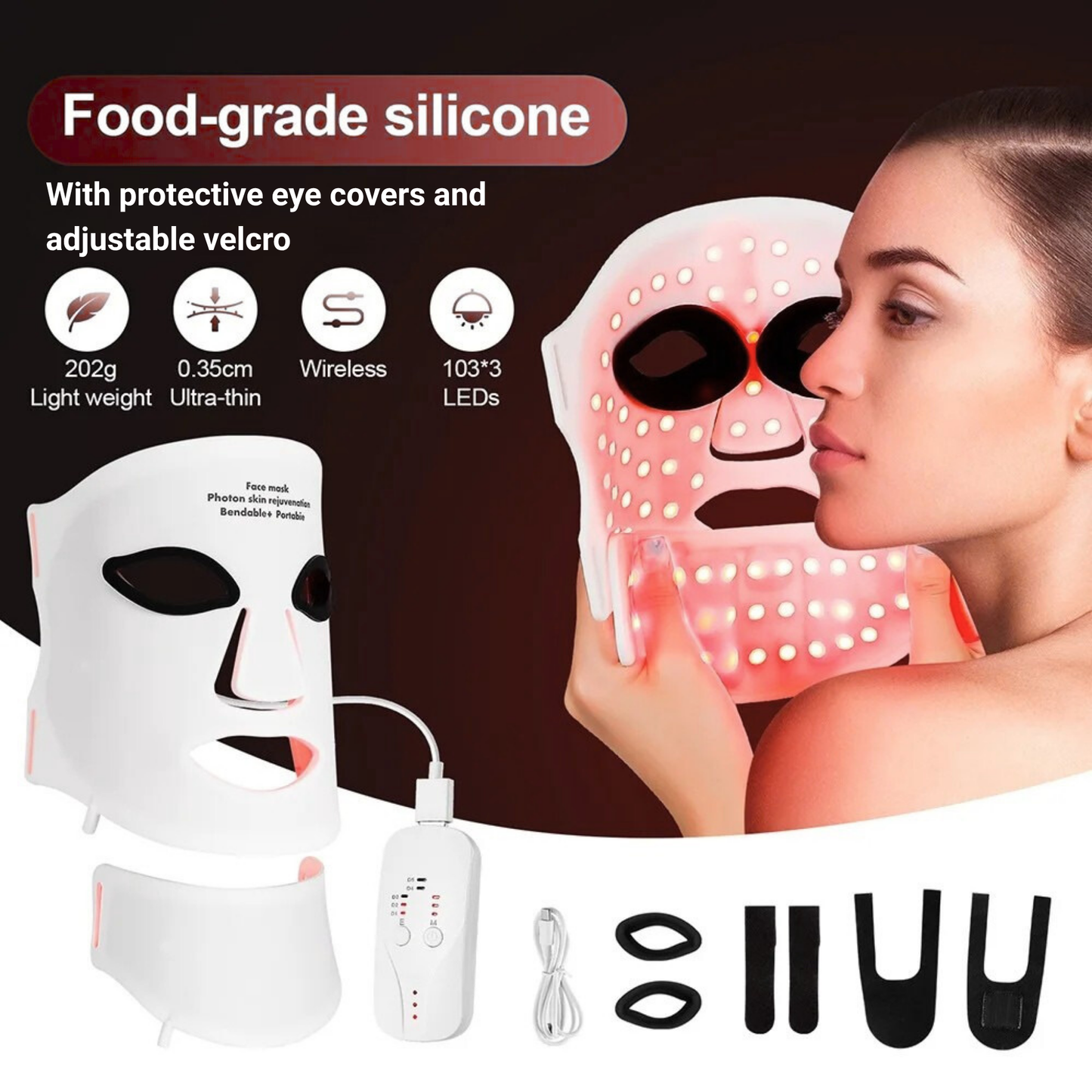 Face and Neck Red Light Therapy Mask