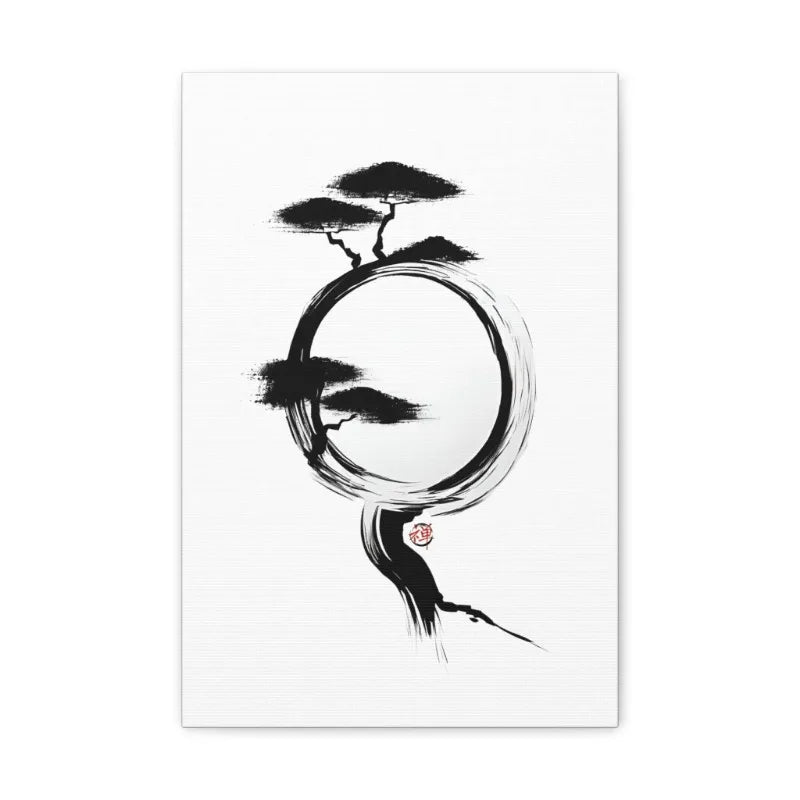 Japanese Zen Rock Cairn Canvas Print | Minimalist Ink-Wash Wall Art
