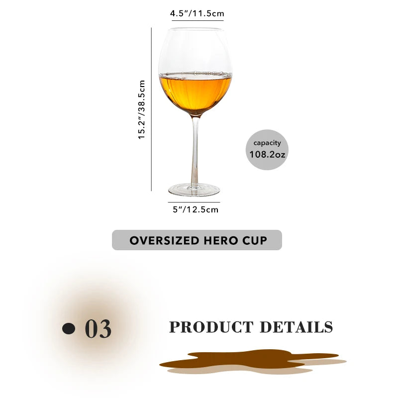 Extra Large Beer Glass Goblet | 108 oz Crystal Wine & Whiskey Glass