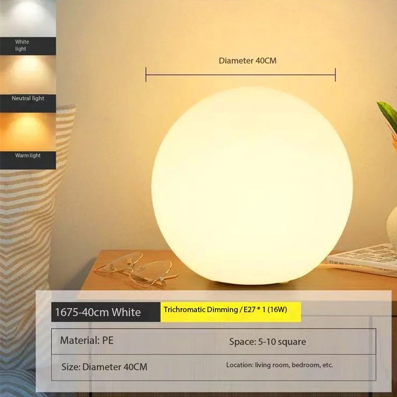 Dimmable Ball Table Lamp | 3-Color Bedside Light for Bedroom