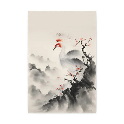 Japanese Zen Rock Cairn Canvas Print | Minimalist Ink-Wash Wall Art