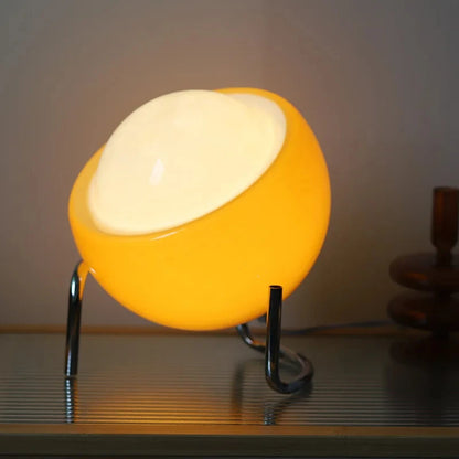 Glass Table Lamp with Dimmer | Vintage Modern Bedside Light | Medieval Bauhaus Indoor Lamp