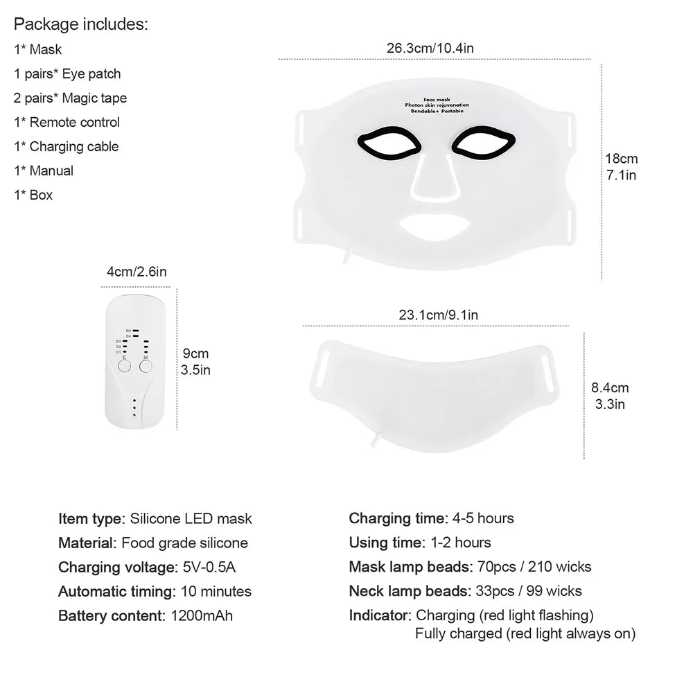 Face and Neck Red Light Therapy Mask