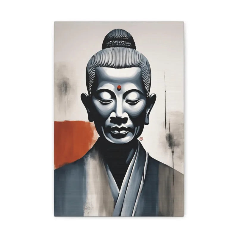 Japanese Zen Rock Cairn Canvas Print | Minimalist Ink-Wash Wall Art