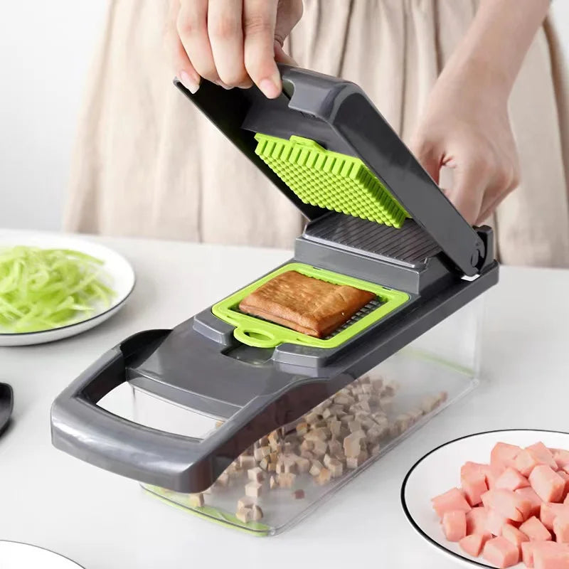 Vegetable Chopper & Mandoline Slicer | 6-in-1 Dicer with Container