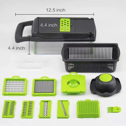 Vegetable Chopper & Mandoline Slicer | 6-in-1 Dicer with Container