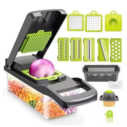 Vegetable Chopper & Mandoline Slicer | 6-in-1 Dicer with Container