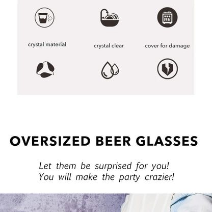 Extra Large Beer Glass Goblet | 108 oz Crystal Wine & Whiskey Glass