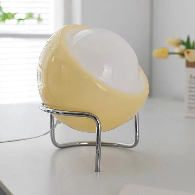 Glass Table Lamp with Dimmer | Vintage Modern Bedside Light | Medieval Bauhaus Indoor Lamp