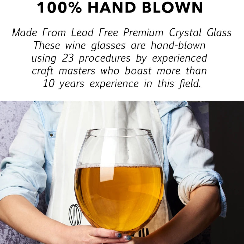 Extra Large Beer Glass Goblet | 108 oz Crystal Wine & Whiskey Glass