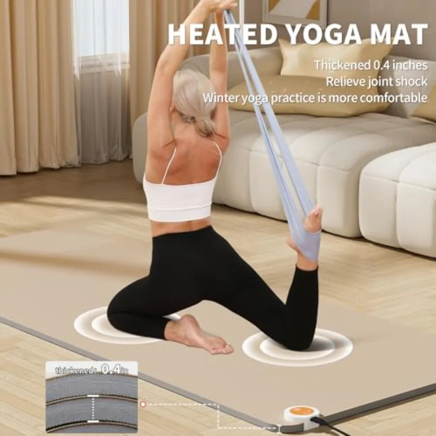 Heated Floor Mat for Exercise | Extra Large Yoga Mat with Temperature Control