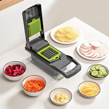 Vegetable Chopper & Mandoline Slicer | 6-in-1 Dicer with Container