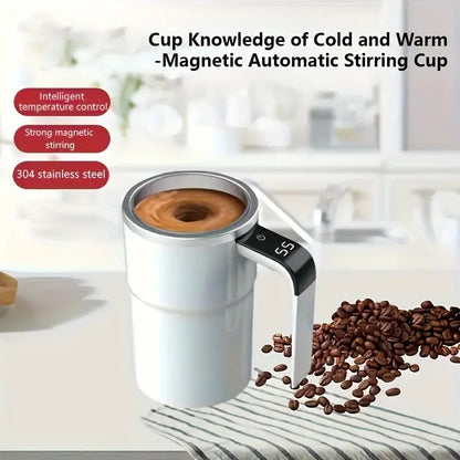 Self-Stirring Coffee Mug with LED Display | USB Rechargeable Smart Cup