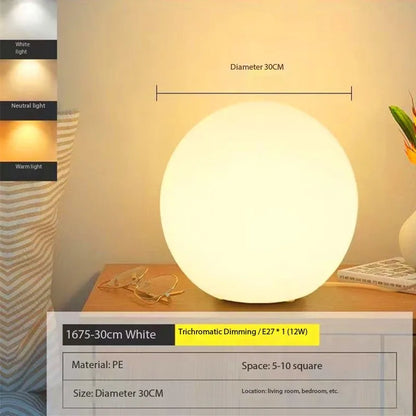 Dimmable Ball Table Lamp | 3-Color Bedside Light for Bedroom