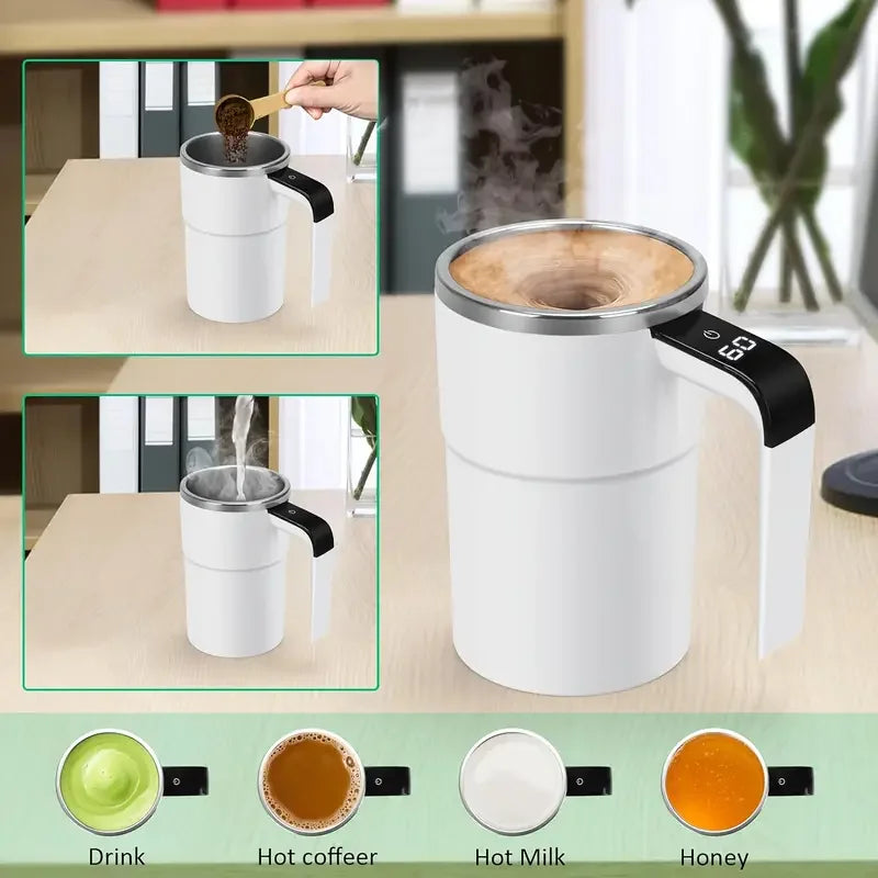 Self-Stirring Coffee Mug with LED Display | USB Rechargeable Smart Cup