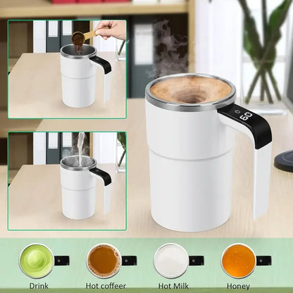 Self-Stirring Coffee Mug with LED Display | USB Rechargeable Smart Cup