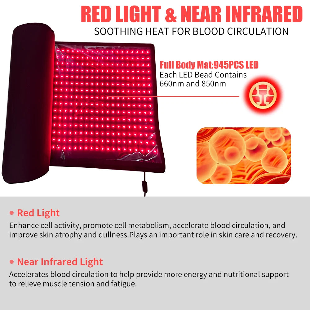 Red Light Therapy Mat | Full Body 63" Relaxation & Recovery Pad