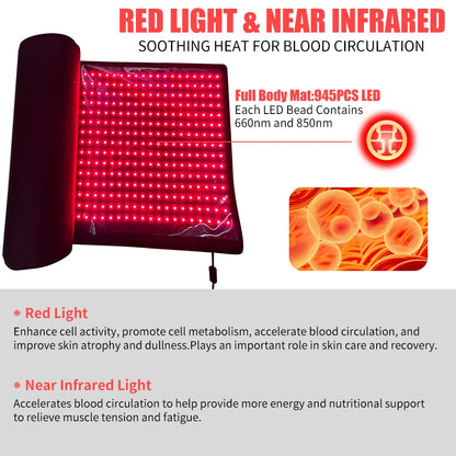 Red Light Therapy Mat | Full Body 63" Relaxation & Recovery Pad