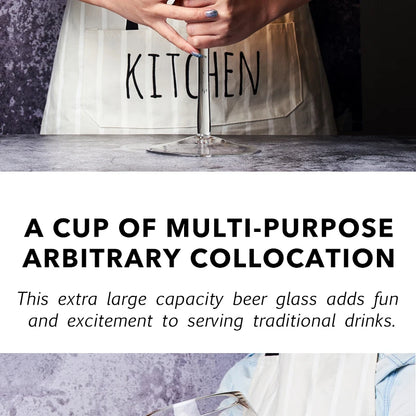 Extra Large Beer Glass Goblet | 108 oz Crystal Wine & Whiskey Glass