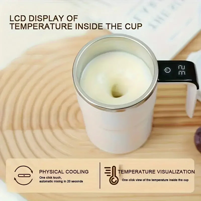 Self-Stirring Coffee Mug with LED Display | USB Rechargeable Smart Cup