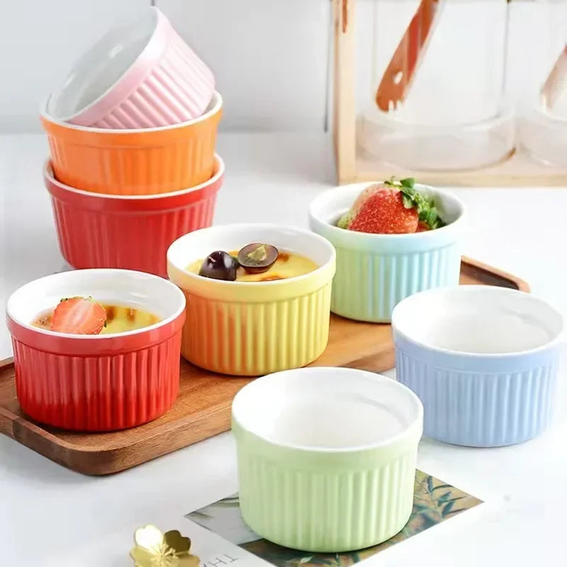 Ceramic Ramekins | Individual Baking Bowls for Soufflé & Desserts