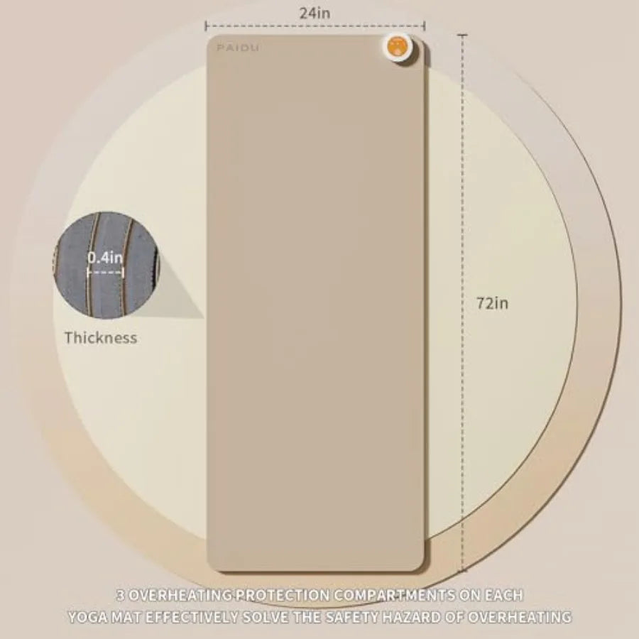 Heated Floor Mat for Exercise | Extra Large Yoga Mat with Temperature Control