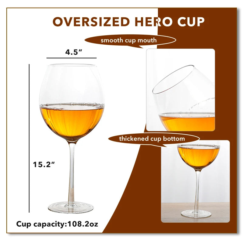 Extra Large Beer Glass Goblet | 108 oz Crystal Wine & Whiskey Glass