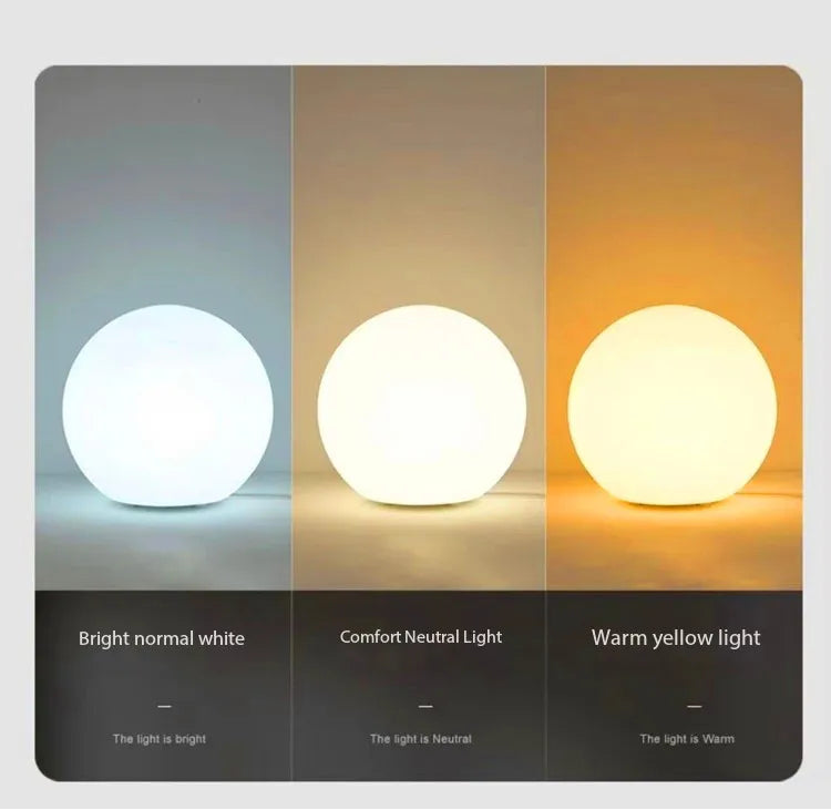 Dimmable Ball Table Lamp | 3-Color Bedside Light for Bedroom