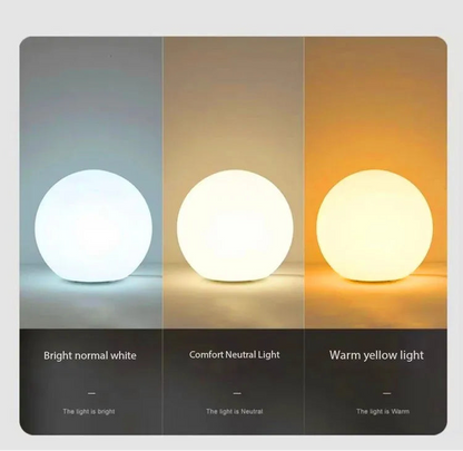 Dimmable Ball Table Lamp | 3-Color Bedside Light for Bedroom