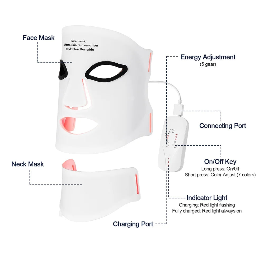 Face and Neck Red Light Therapy Mask