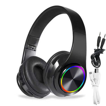 Wireless Bluetooth Headphones – Over-Ear Noise Cancelling Headset with LED Lights