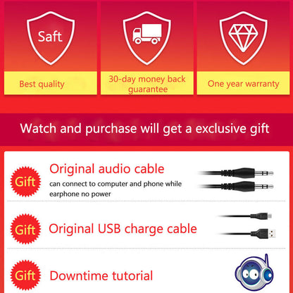 Wireless Bluetooth Headphones – Over-Ear Noise Cancelling Headset with LED Lights